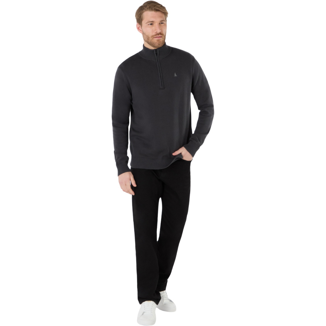 2025 Musto Herre Original 1/4 Lynlås Hals Strik Sweater 85082 - Carbon Marl